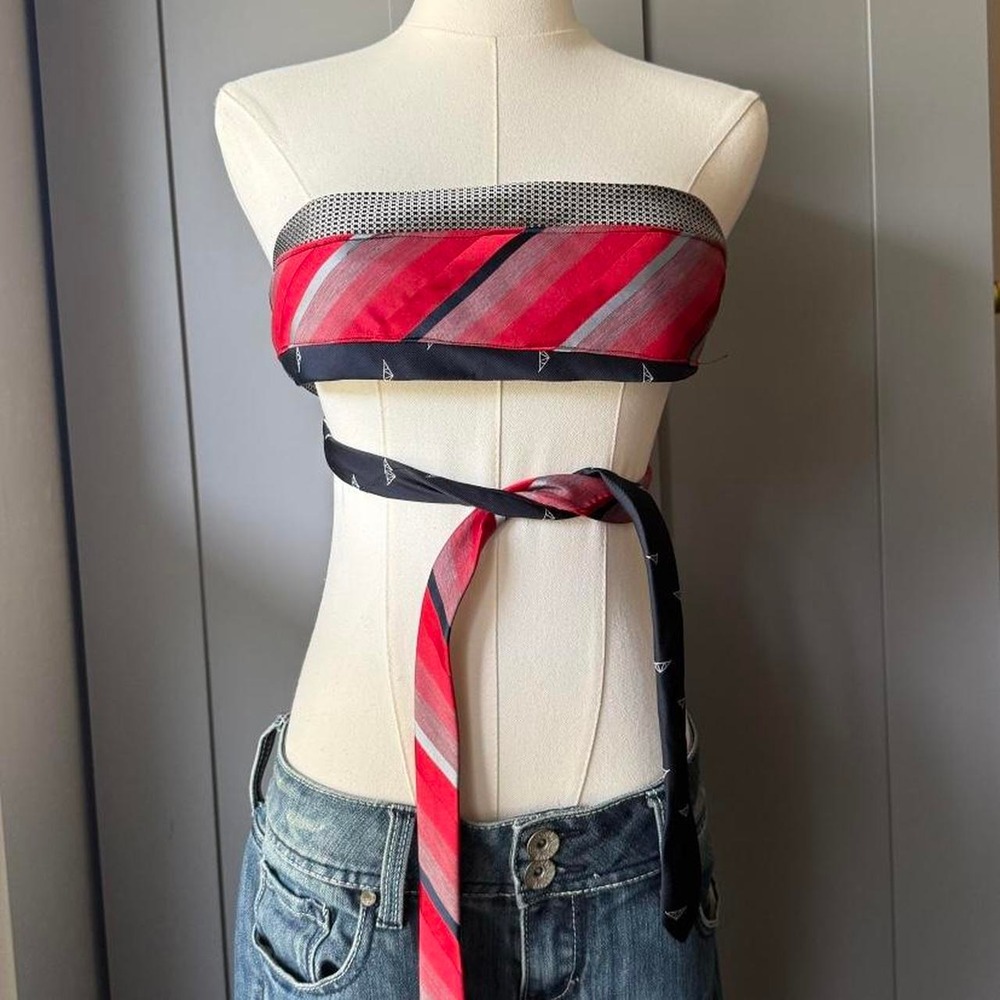 Handmade Upcycled Necktie Strapless Tube Top, Small, One of a Kind